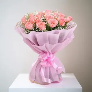 20 Imported Pink Roses Bouquet