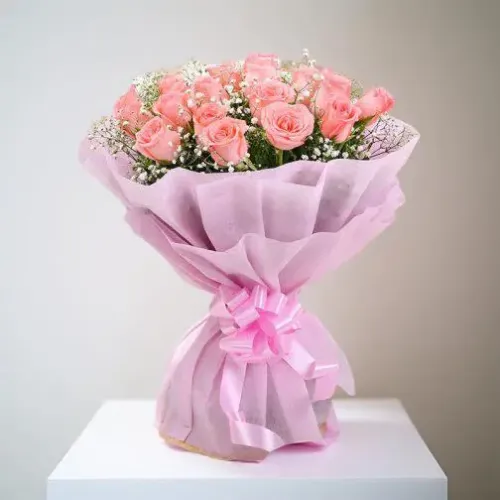 20 Imported Pink Roses Bouquet