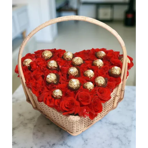 Ferrero Roses Heart Basket