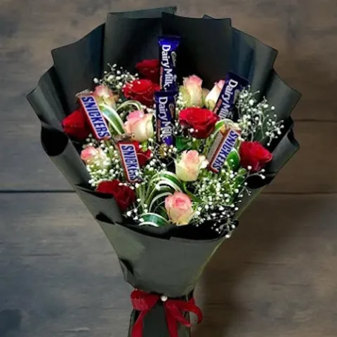 Roses and Chocolates Delight Bouquet