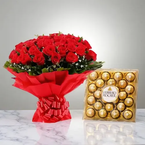 Ferrero with Red Roses Bouquet