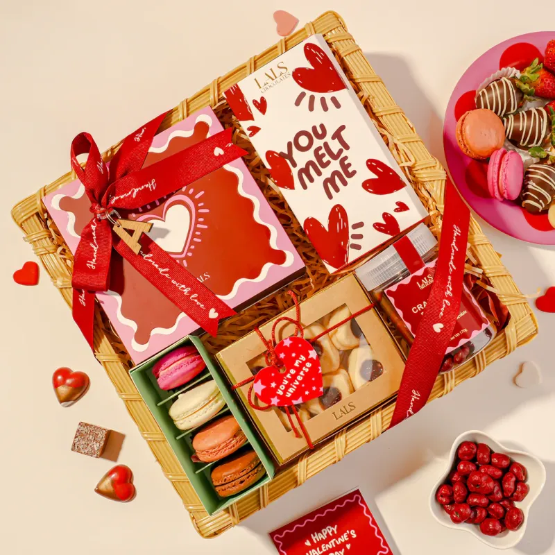 Love Always Cane Basket Valentine Hamper